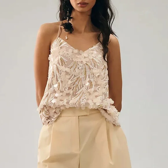 Gorgeous LN Porridge Arielle Sequin Tank from Anthropologie Size M (off-white). - Picture 6 of 6